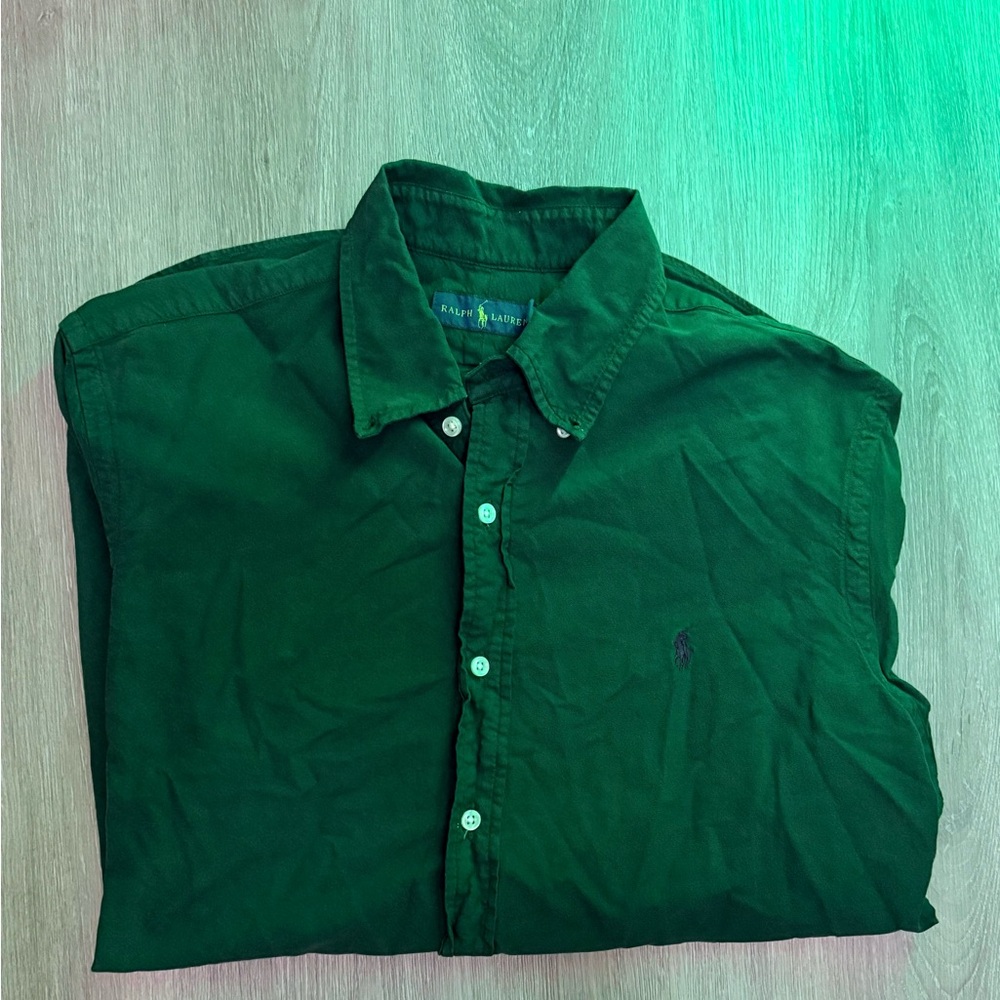 Ralph Lauren Men's Dark Green Button Down Shirt